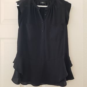 Black drop waist chiffon blouse, small